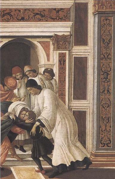 Stories of St Zanobius Last Miracle:dead child revived by the Deacons Eugenius and Crescentius, Sandro Botticelli